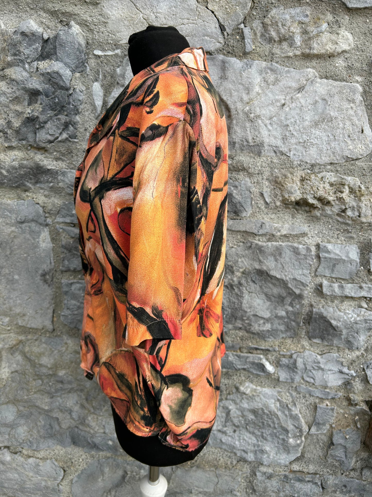 90s abstract orange blouse uk 12