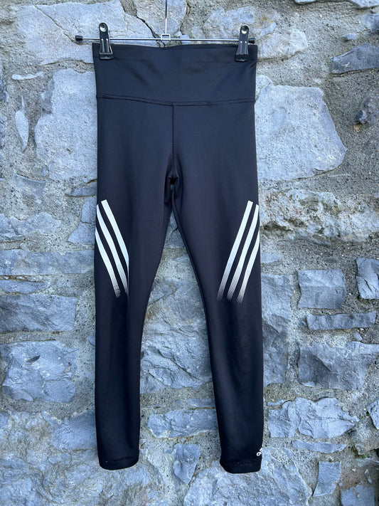 Black Techfit 3-Stripes Leggings  9-10y (134-140cm)