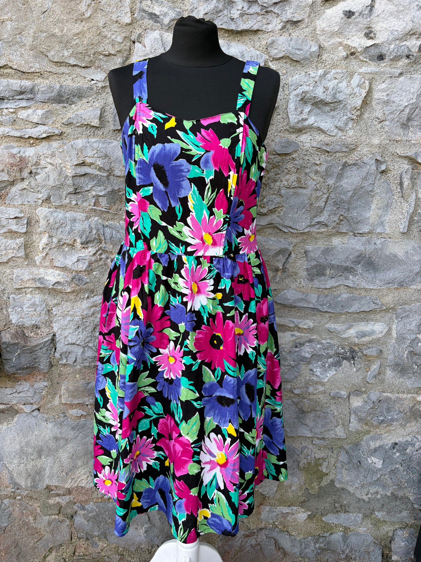 80s colourful floral dress uk 12-14