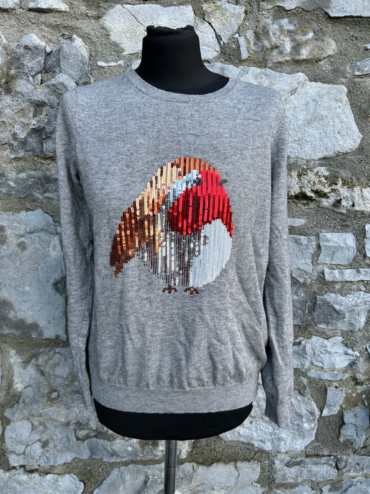 Sequin robin grey jumper uk 10-12