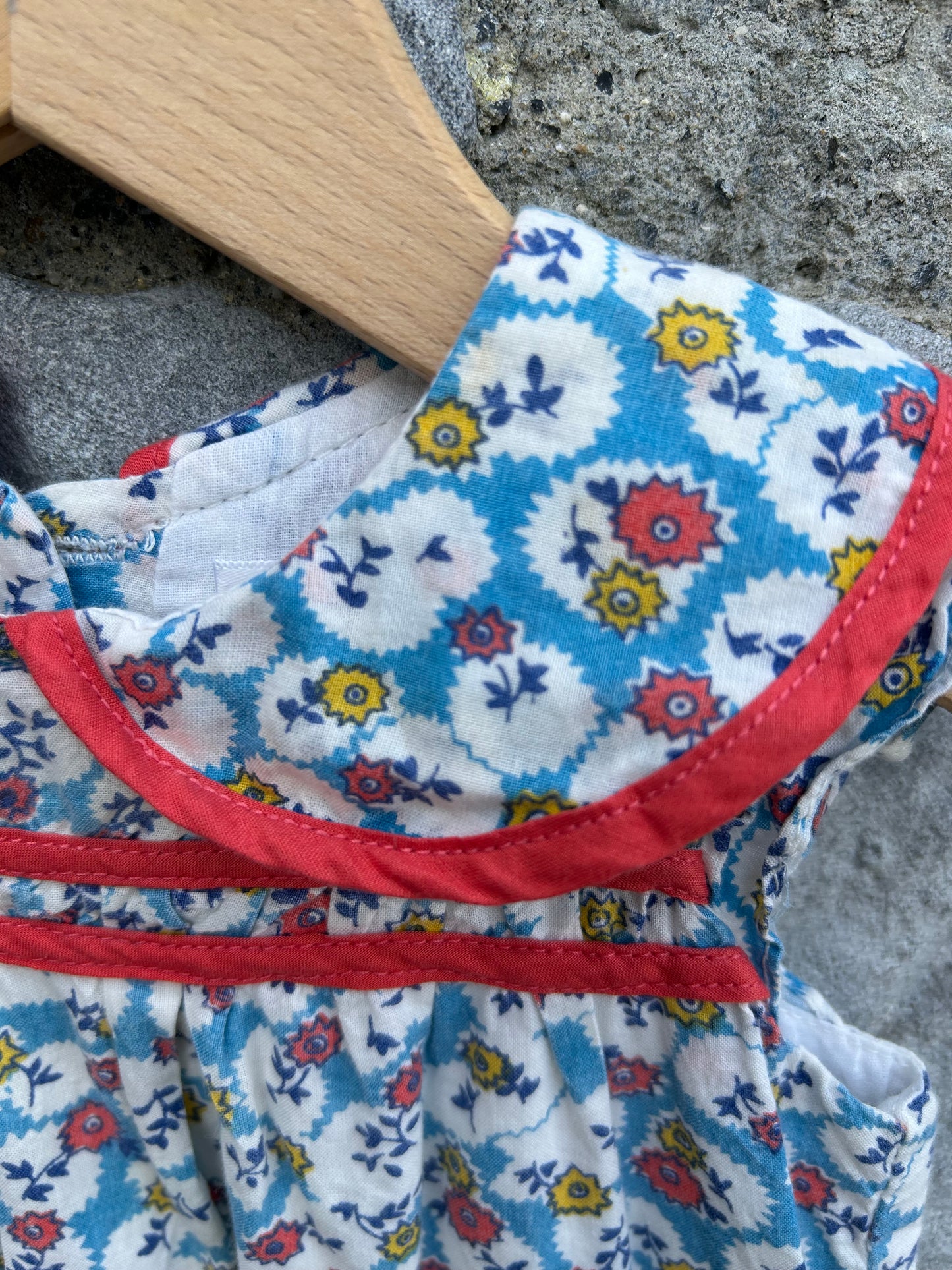 Flowers dots blue dress  3-6m (62-68cm)