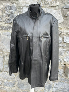 90s black leather jacket S/M