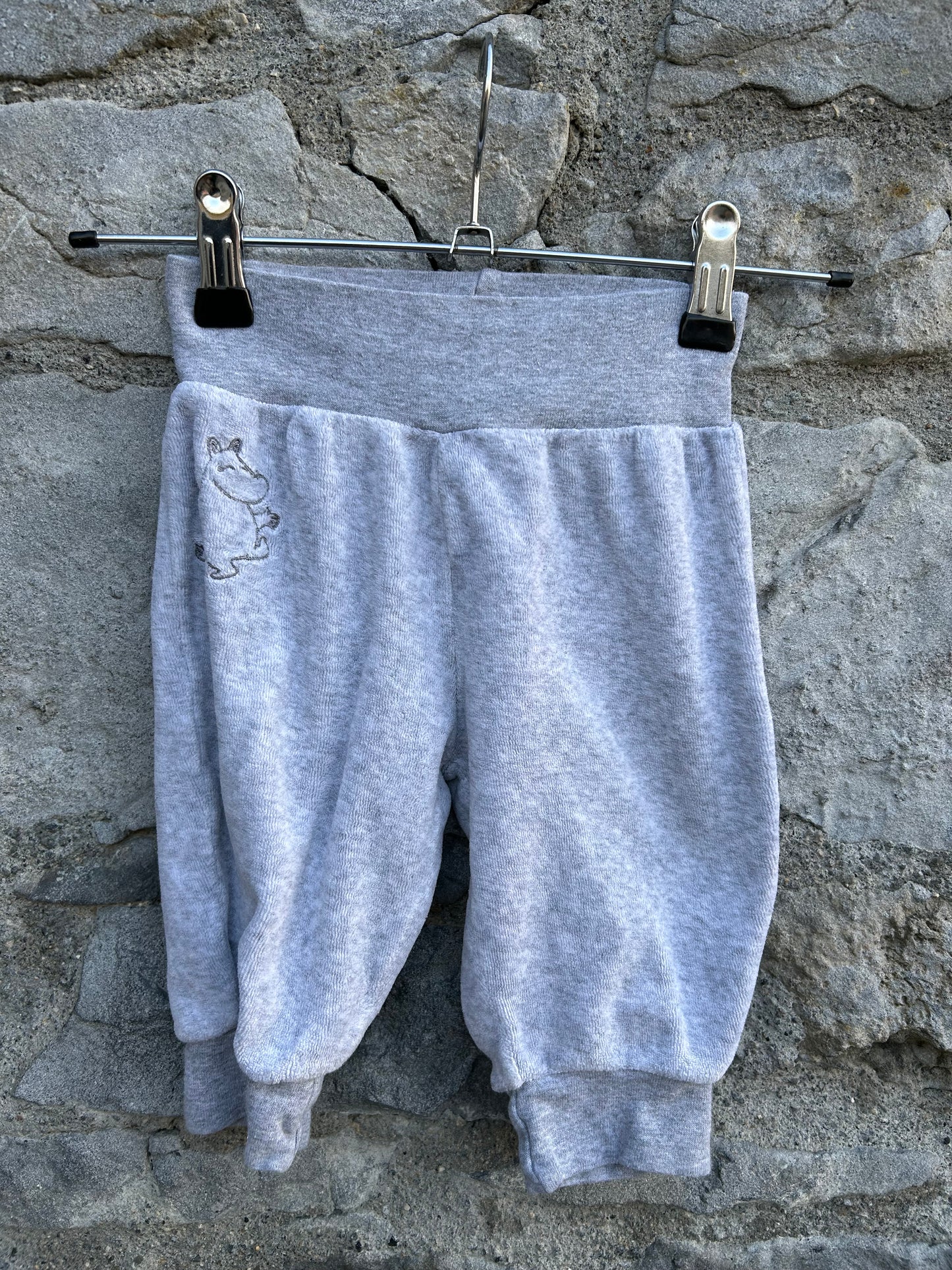 Grey velour Moomin pants  3-6m (62-68cm)