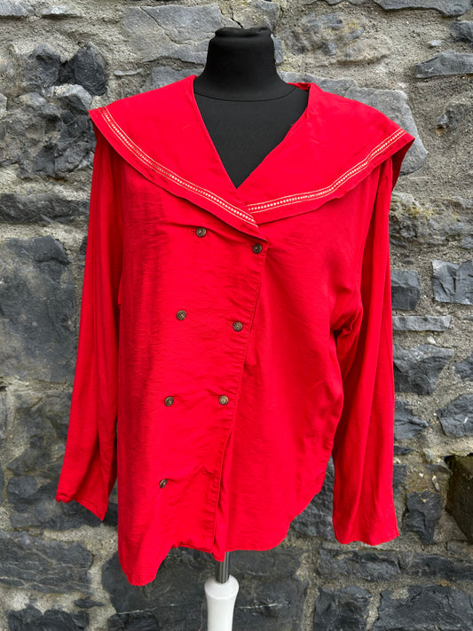 80s red blouse uk 14