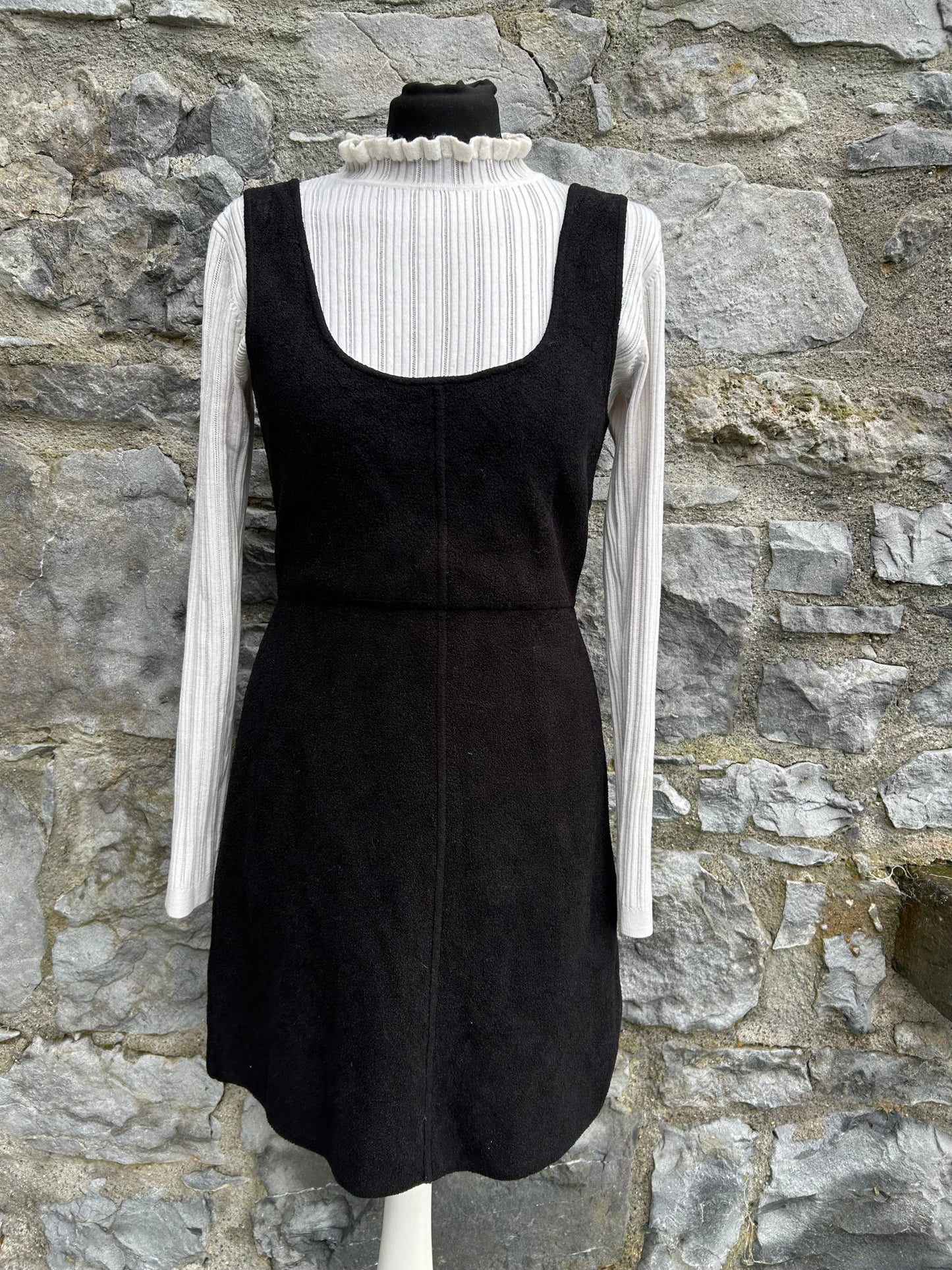 Bouclé-paneled pointelle-knit mini dress uk 8