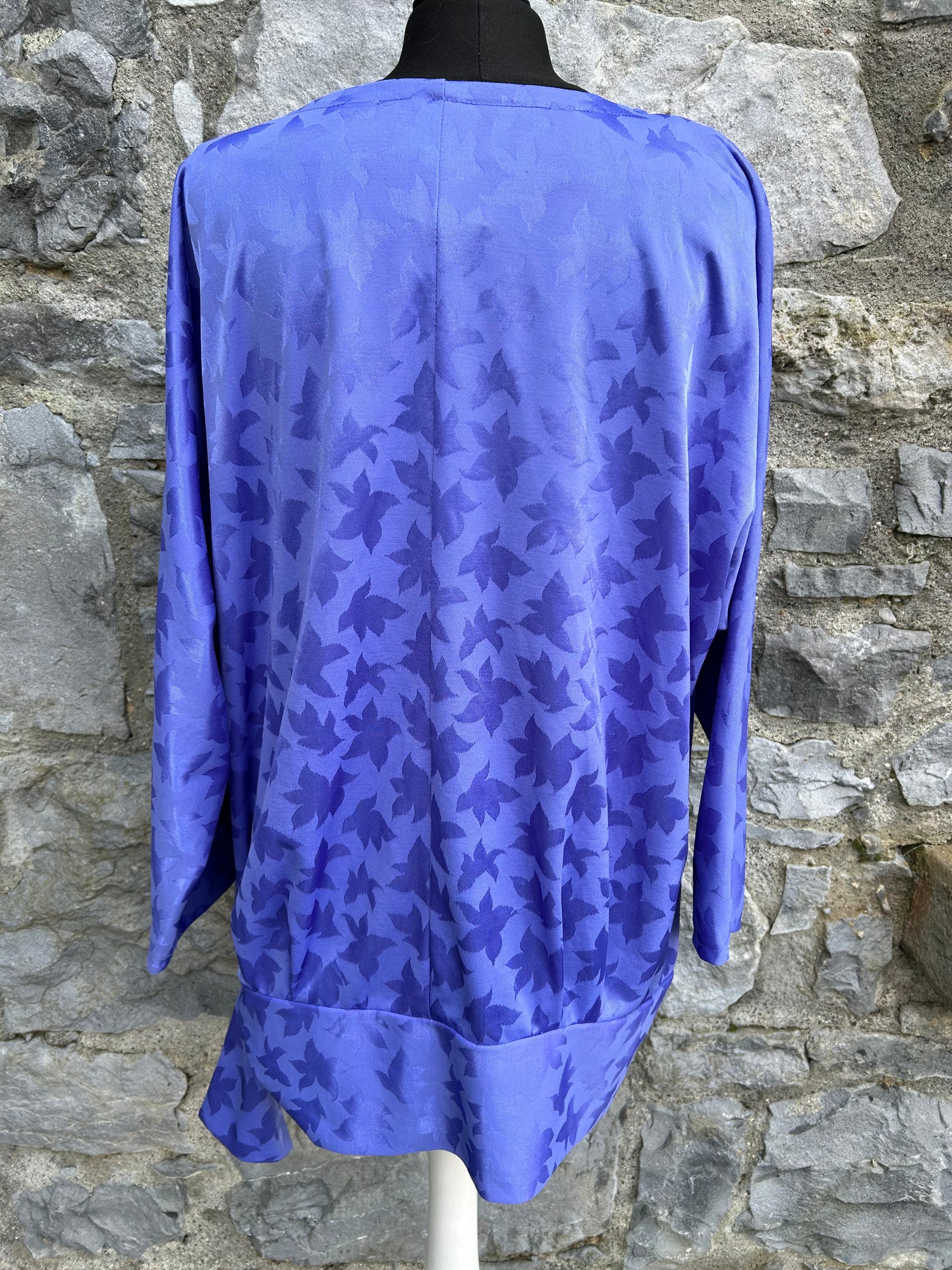 80s blue shimmer leaves top uk 16