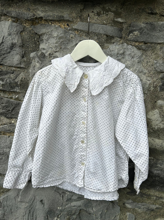 80s spotty white blouse  3-4y (98-104cm)