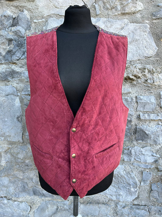 80s quilted maroon&paisley waistcoat Large