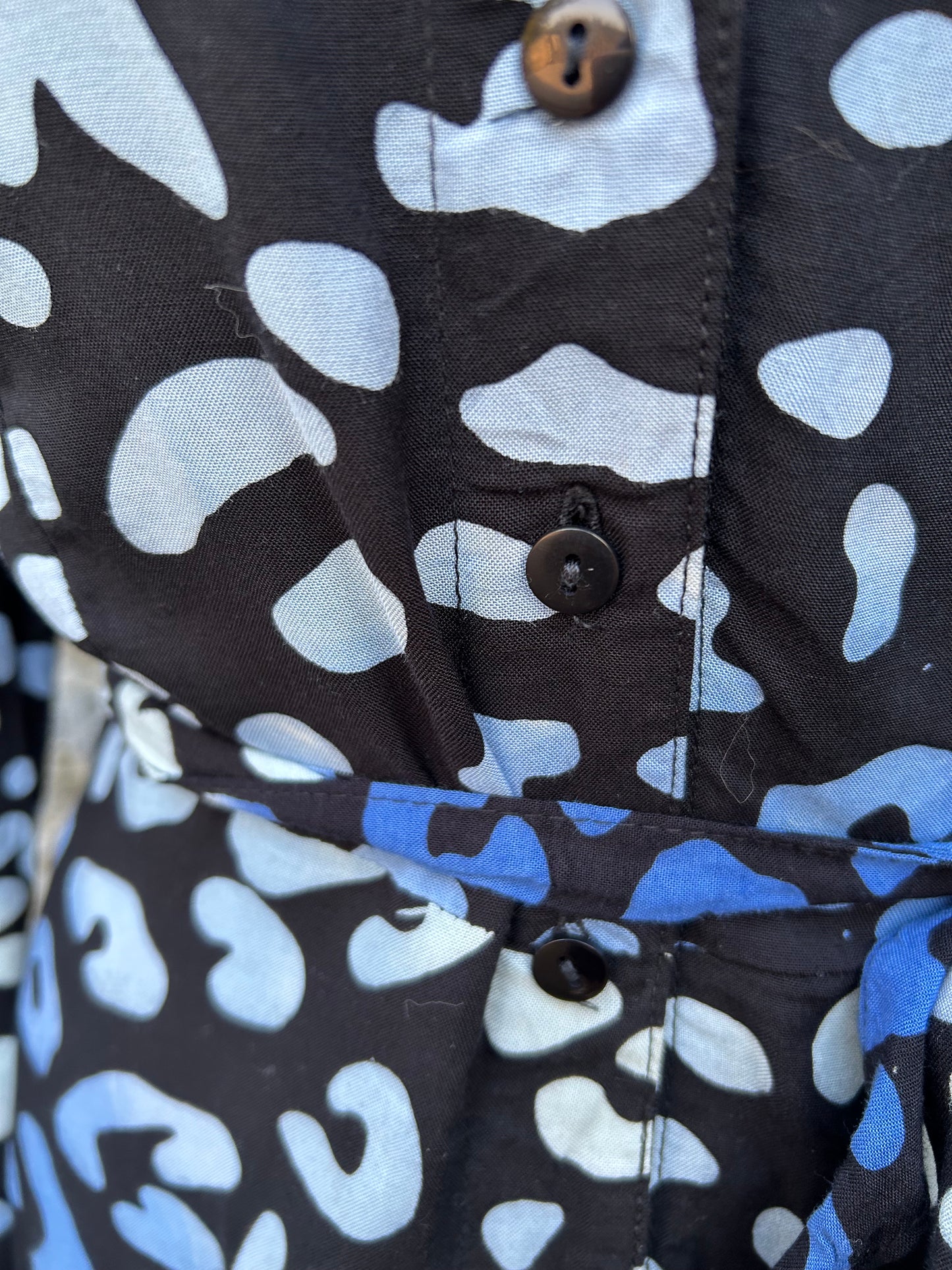 Blue Leopard print black shirt dress uk 8