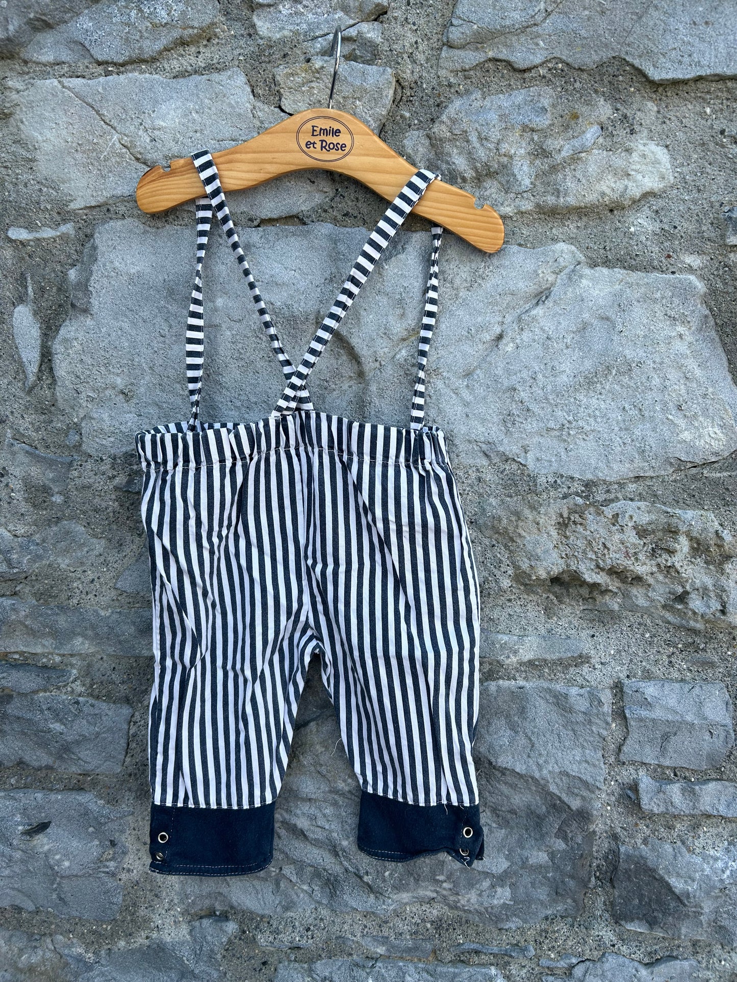 90s black stripy dungarees  6m (68cm)