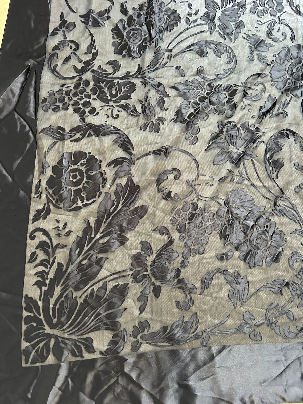 Black velvety flower scarf