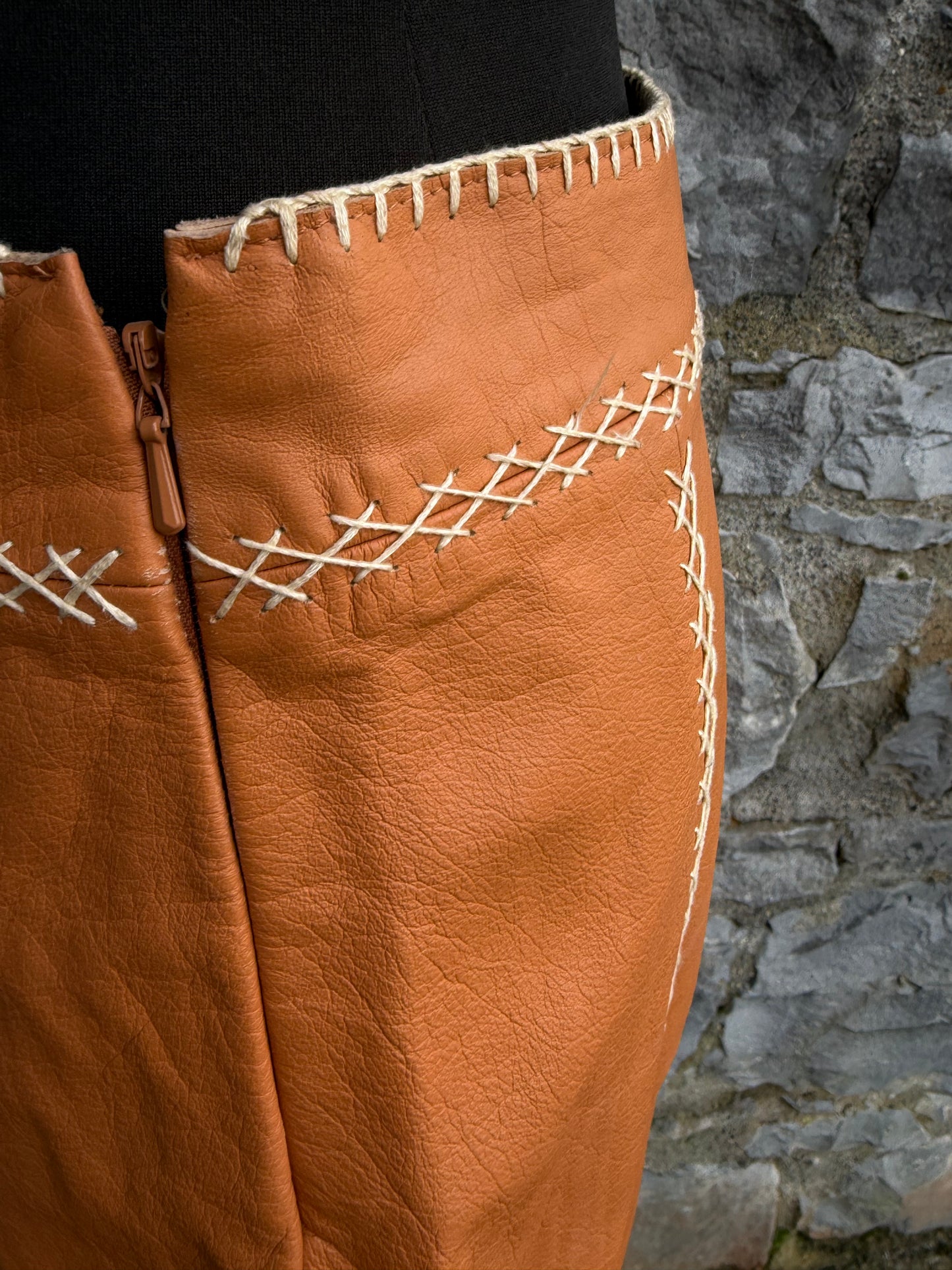 Y2K orange leather skirt uk 8-10