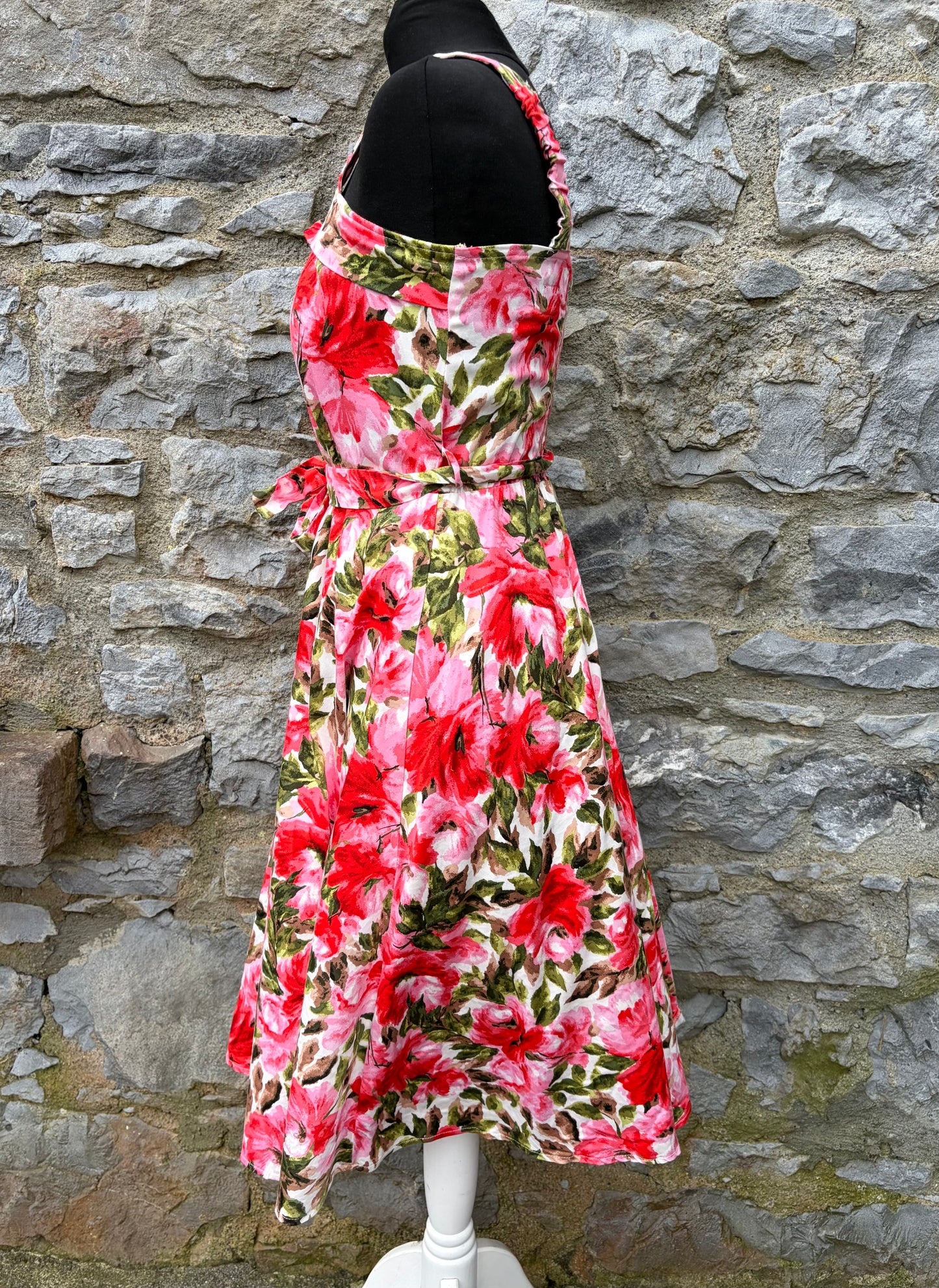 60s style pink flowers dress uk 8-10