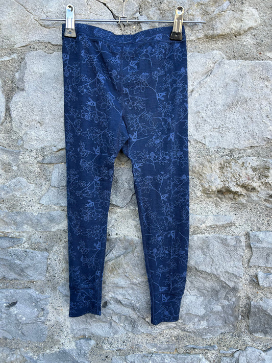 Botanic print woolly blue leggings  3-4y (98-104cm)