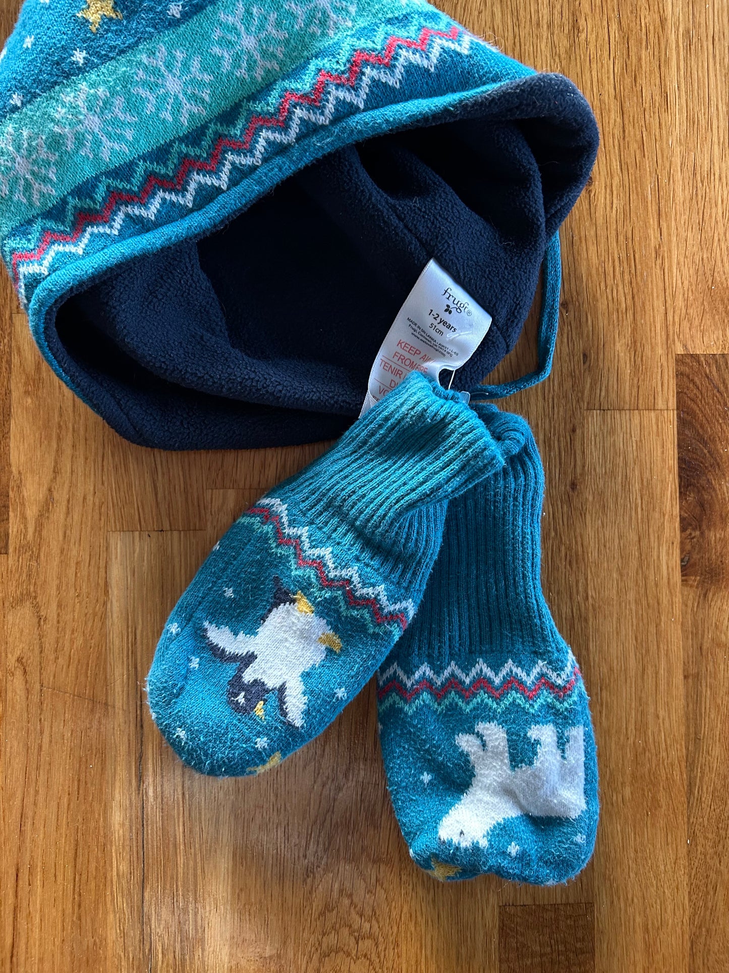 Hat&mittens penguin set  12-24m (80-92cm)