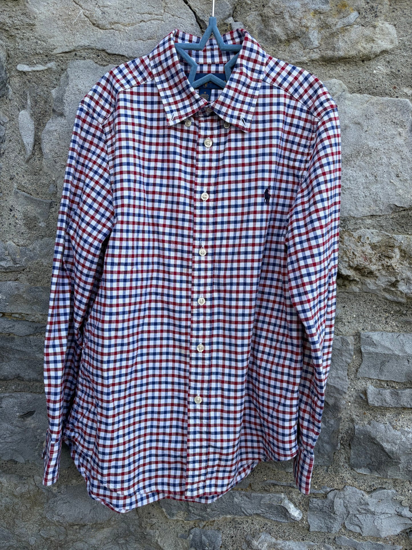 RL Maroon&navy check shirt  12y (152cm)