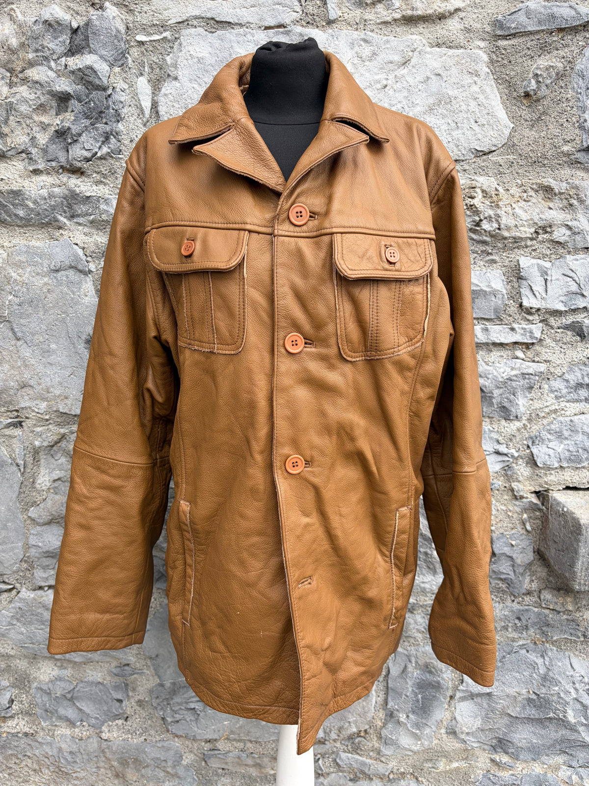 80s brown leather jacket Medium