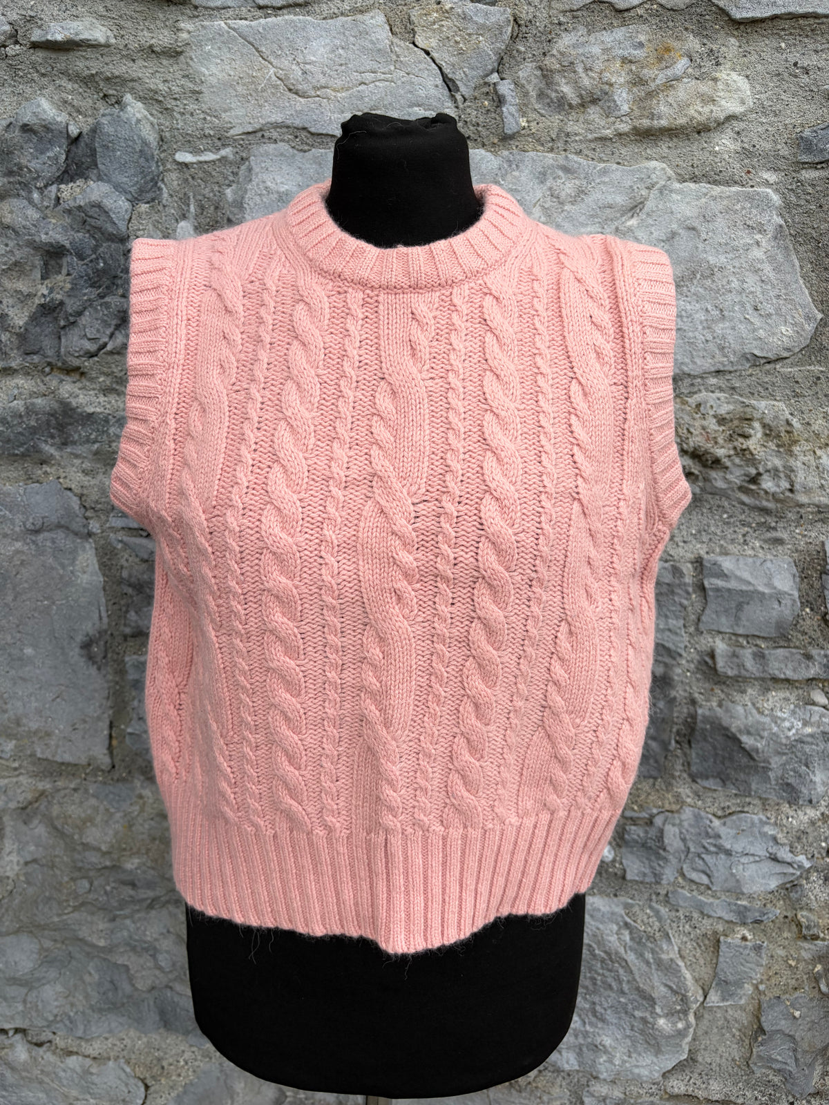 Peach cable sleeveless jumper uk 8-10