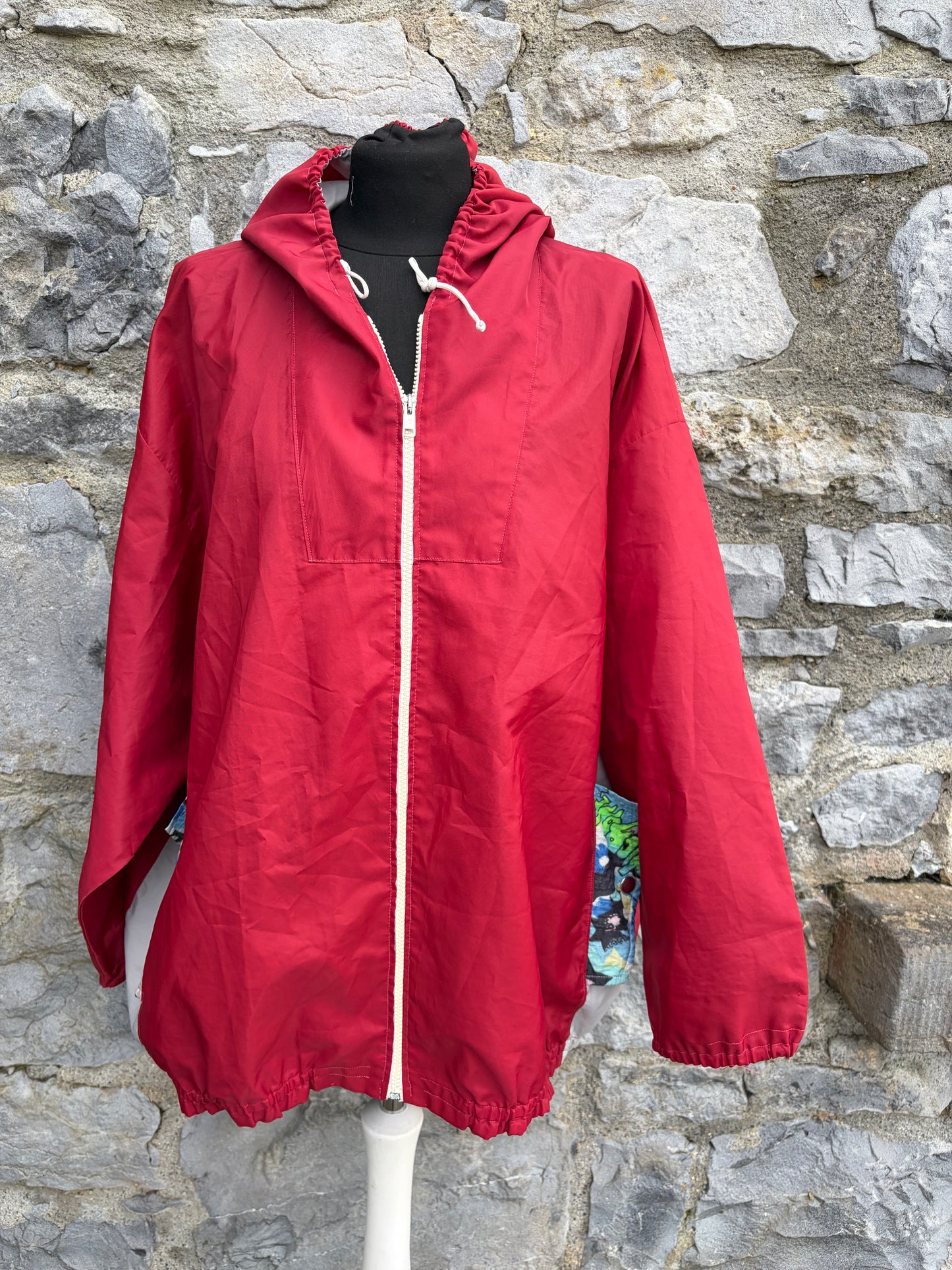 90s dark red rain jacket Medium