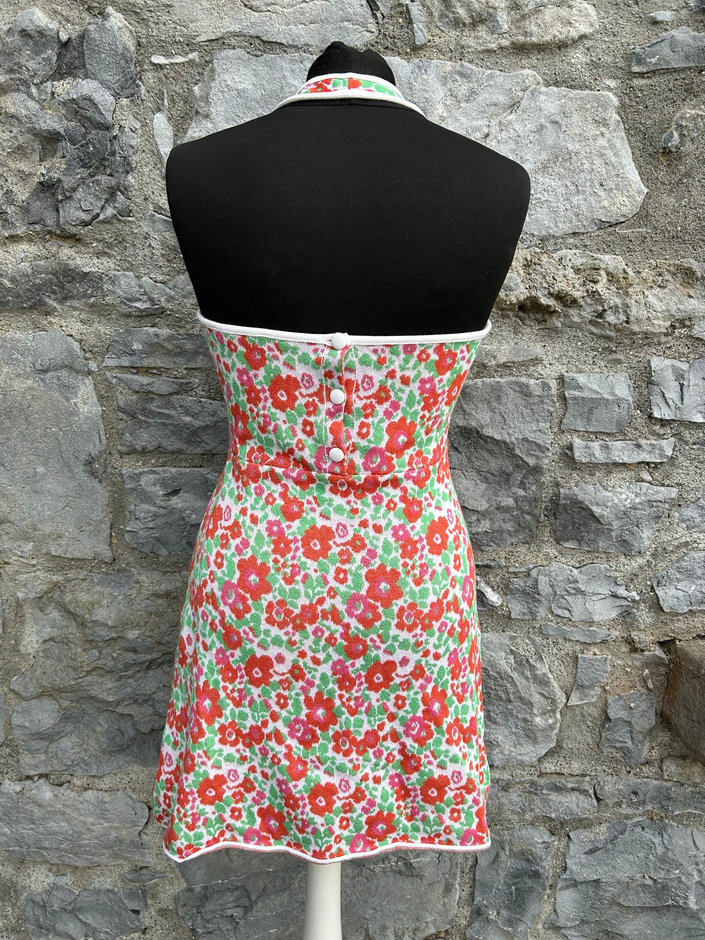 Red floral halter dress uk 6-8