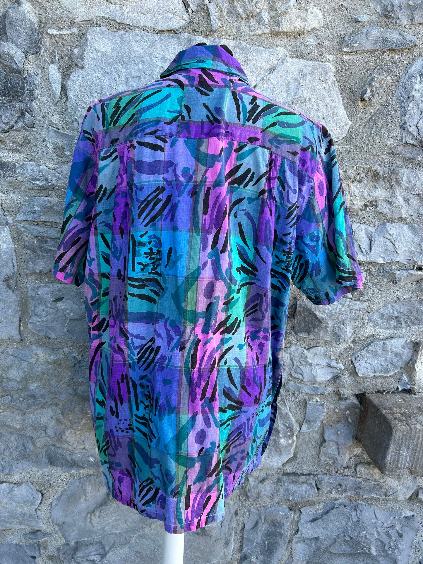 80s purple&teal shirt uk 12