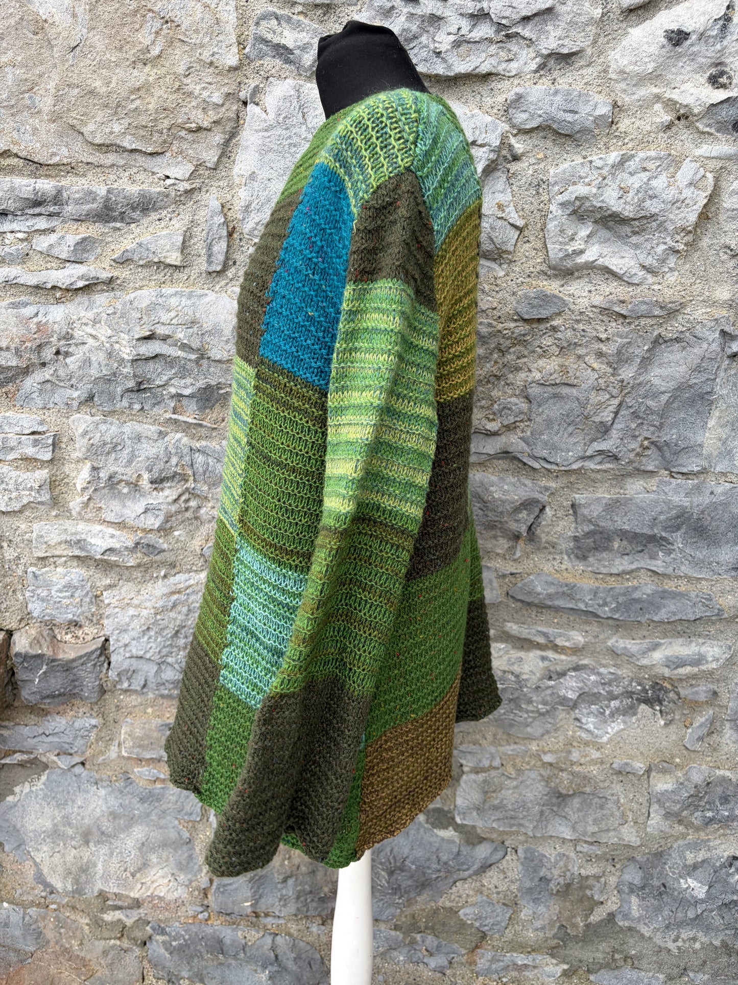 90s green patchwork jumper uk 12-14