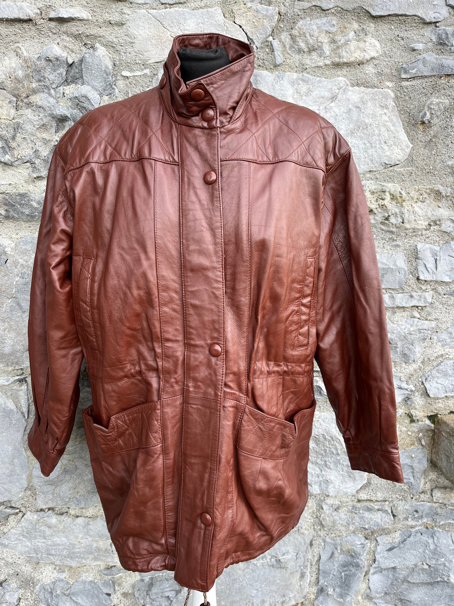 80s brown leather jacket uk 14