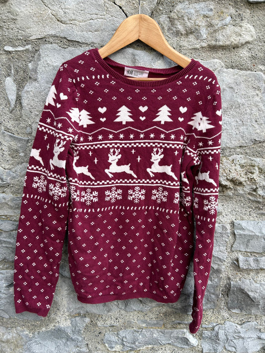 Christmas maroon jumper  9-10y (134-140cm)