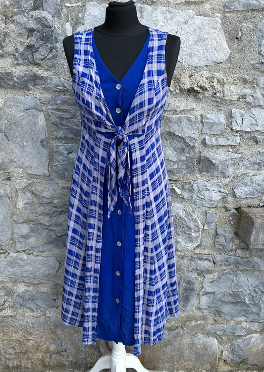 90s blue check dress uk 8