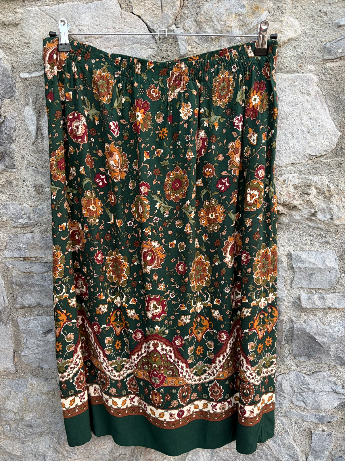90s green floral skirt uk 14-16