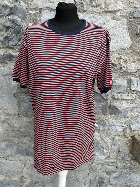 90s Navy&red stripy T-shirt Medium