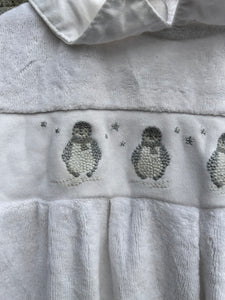 White velour penguins onesie  0-3m (56-62cm)