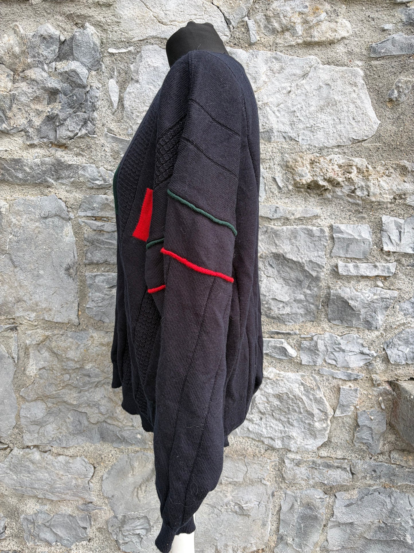 90s black textured jumper Large