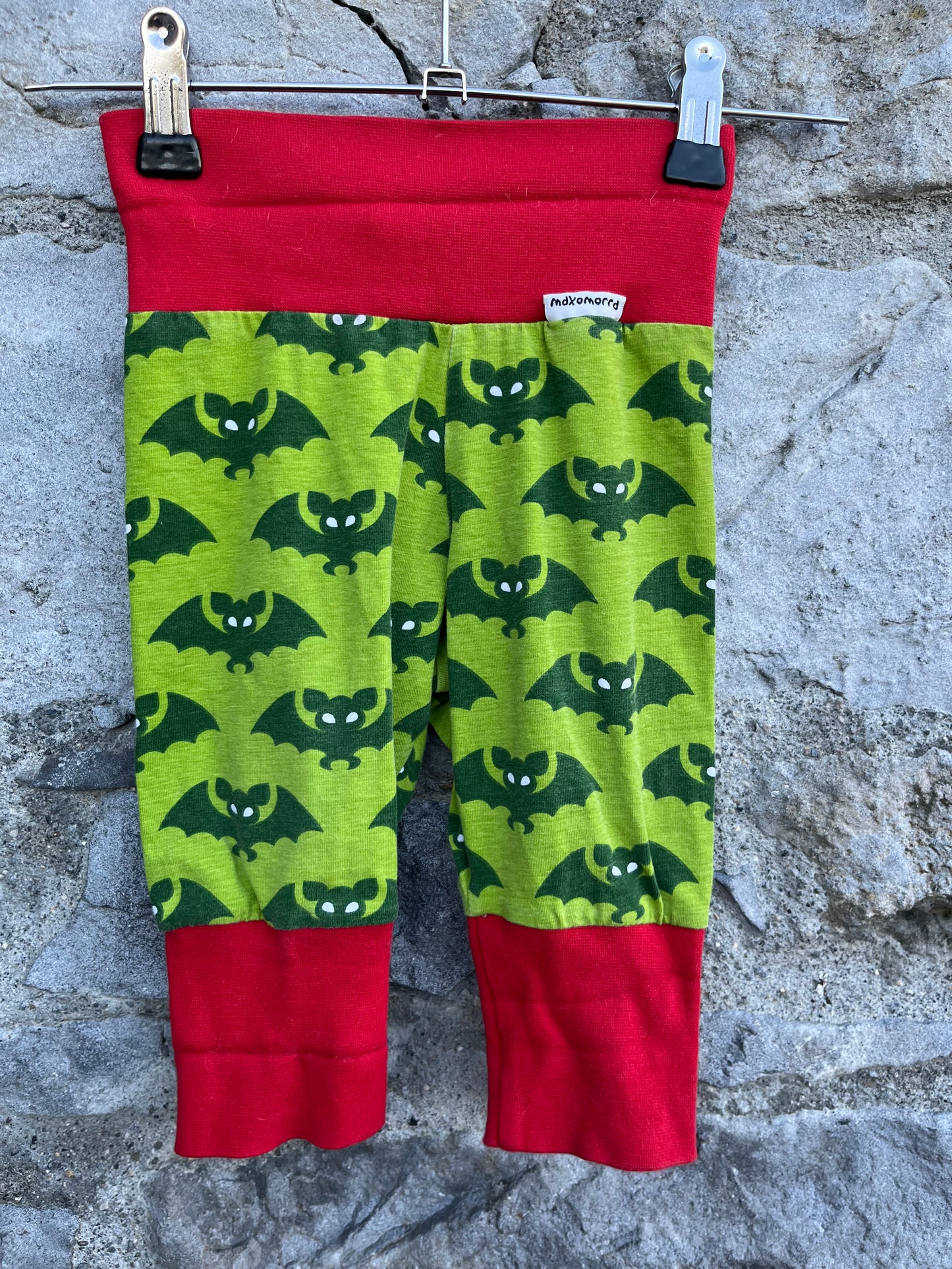 Bat green rib pants  6-9m (68-74cm)