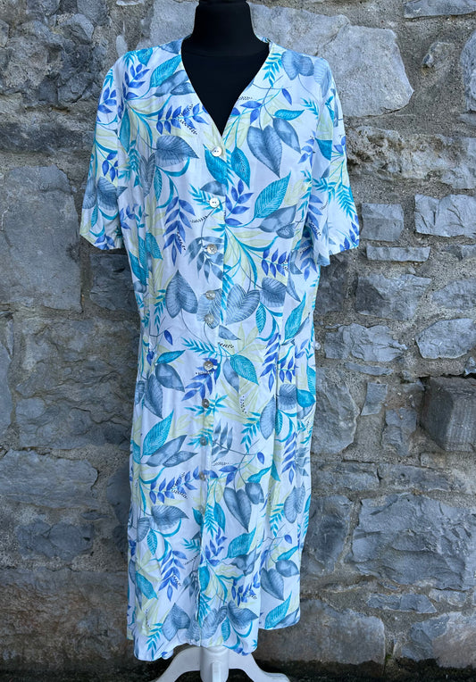 90s blue leaves dress uk 14