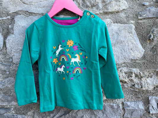 Green unicorn top   2y (92cm)