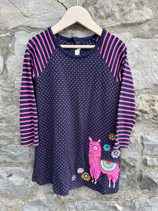 Llama navy dress  3-4y (98-104cm)