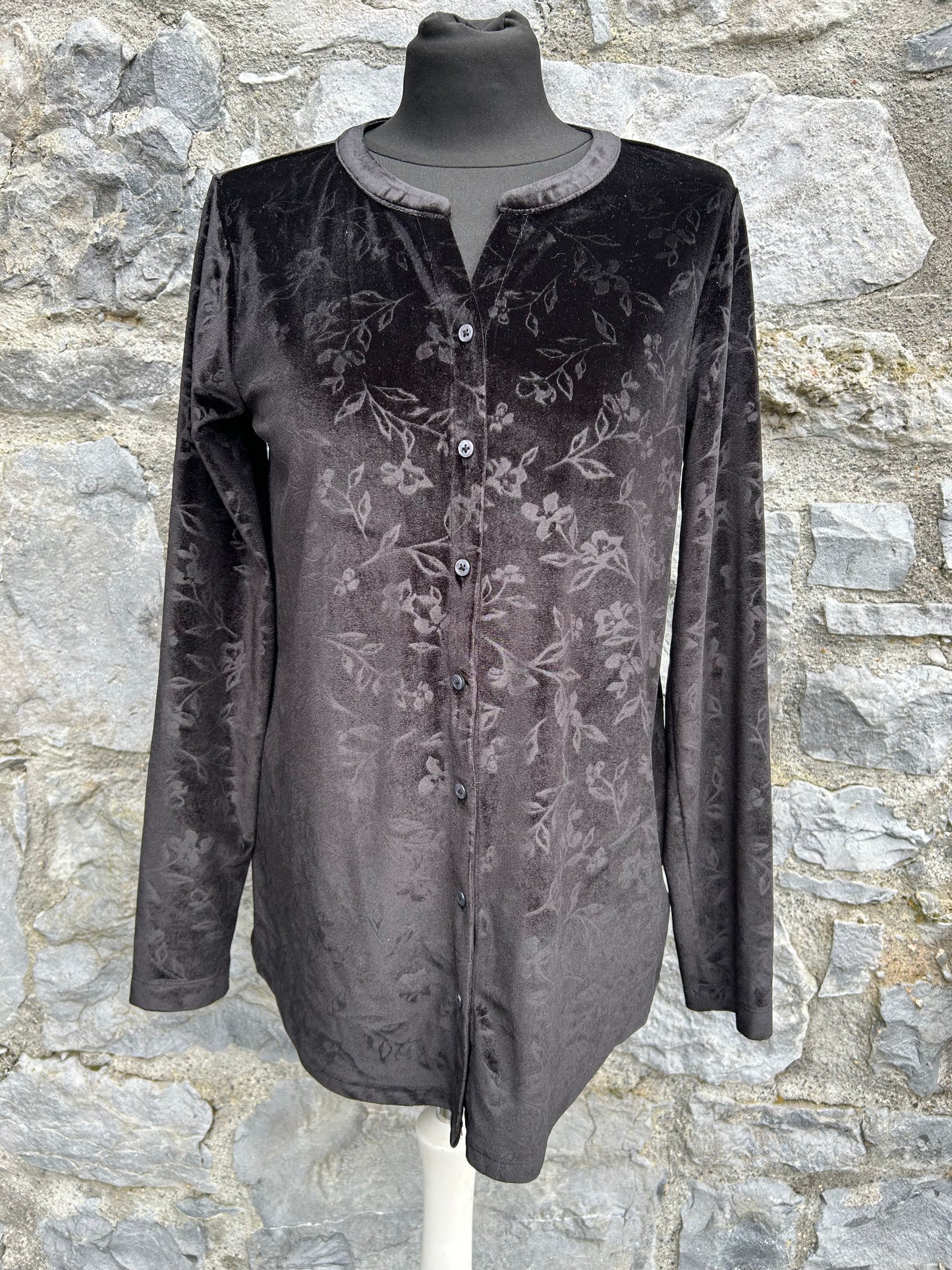 Black floral velvet shirt uk 12