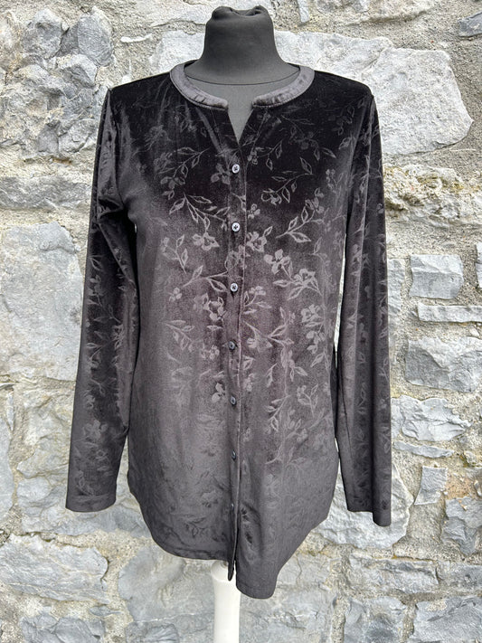 Black floral velvet shirt uk 12