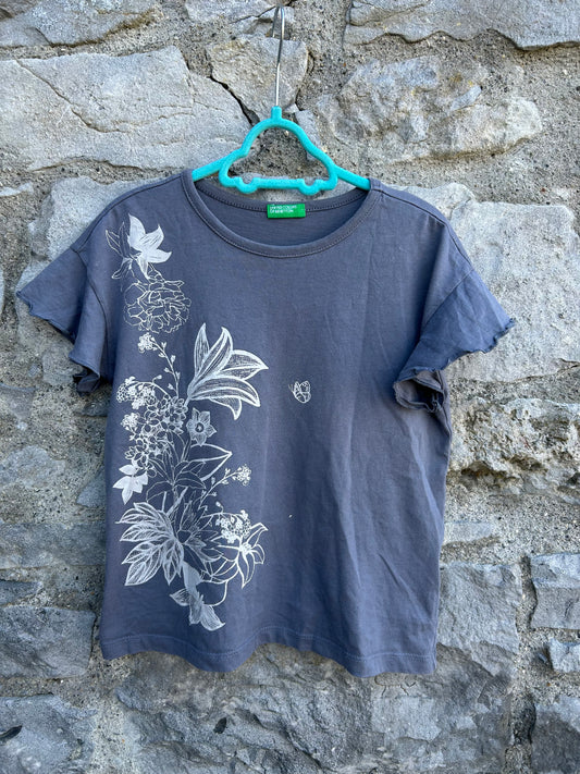 Flowers charcoal boxy T-shirt  6-7y (116-122cm)