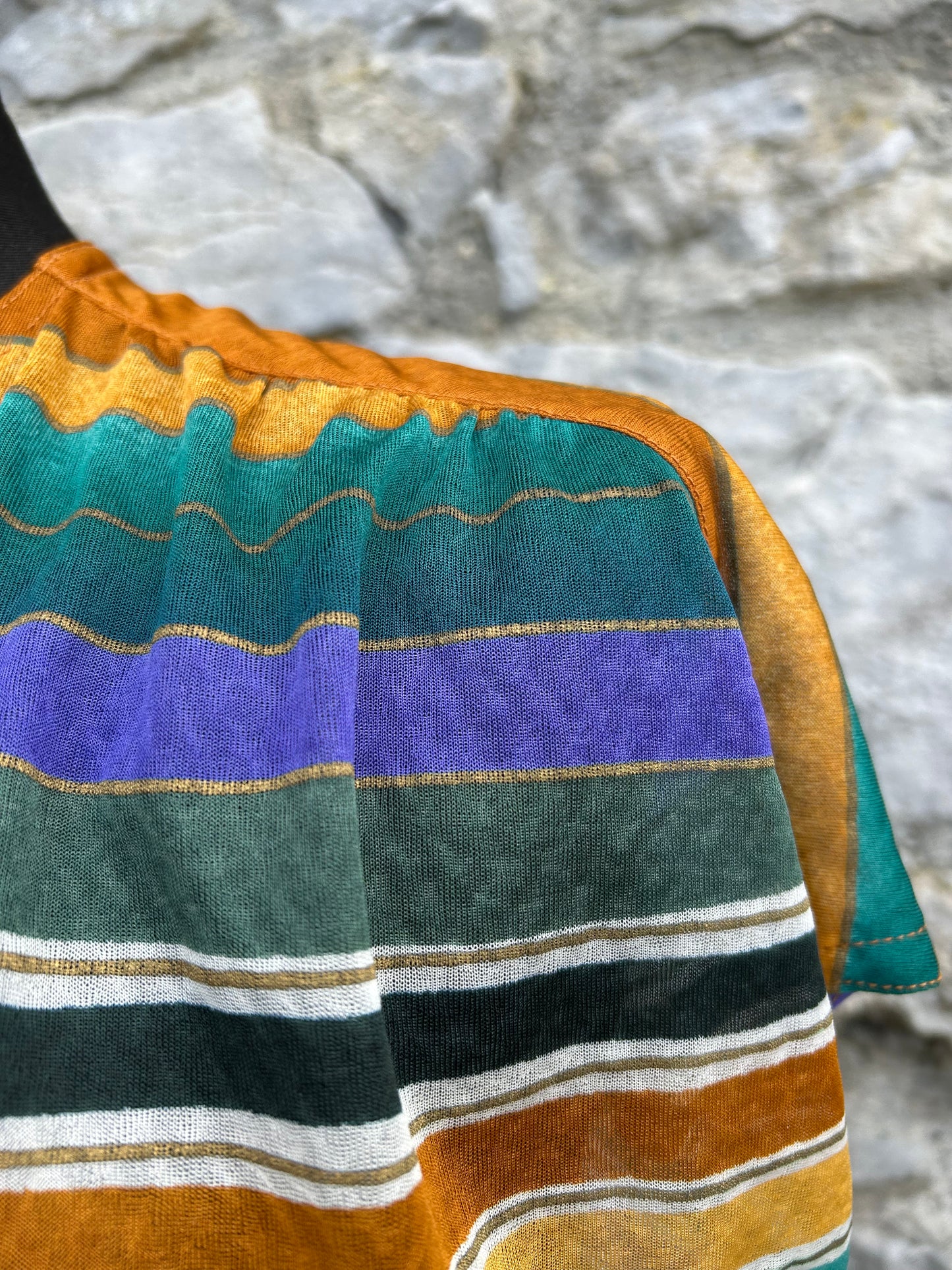 80s brown sheer stripy open cardigan uk 8-10