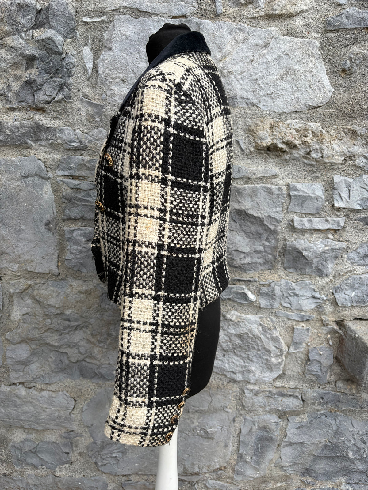 90s Black&white check jacket uk 12