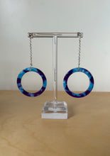 Load image into Gallery viewer, Upcycled blue hoop earrings
