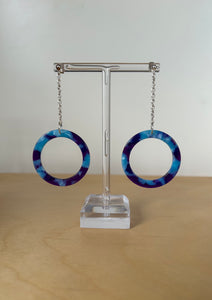 Upcycled blue hoop earrings