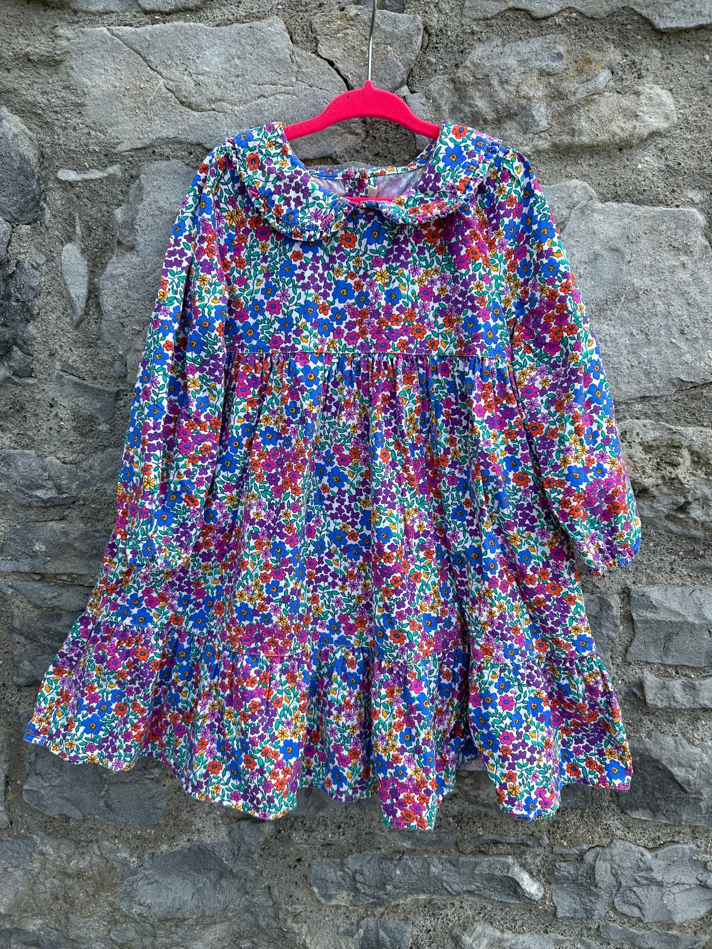 Colourful flowers Peter collar dress  3-4y (98-104cm)