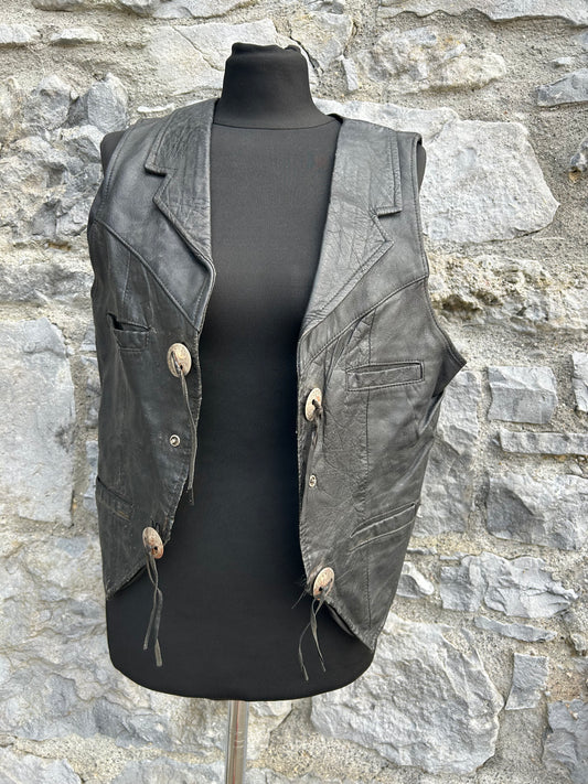 90s black leather gilet Medium