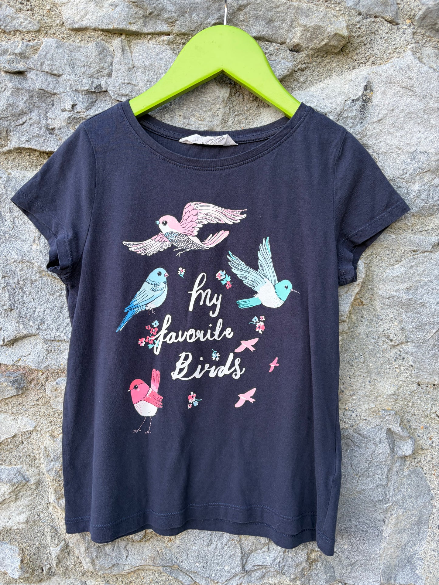 Birds navy t-shirt 7-8y (122-128cm)