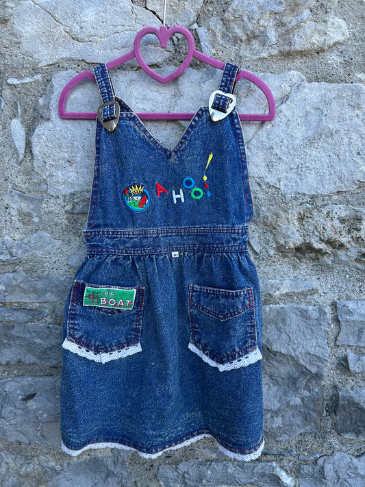 80s Ahooi denim pinafore  8y (128cm)