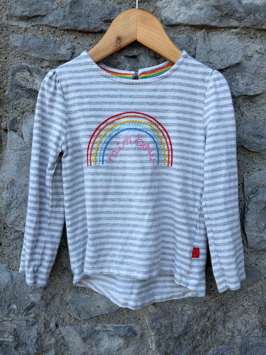Rainbow grey stripy top  2-3y (92-98cm)