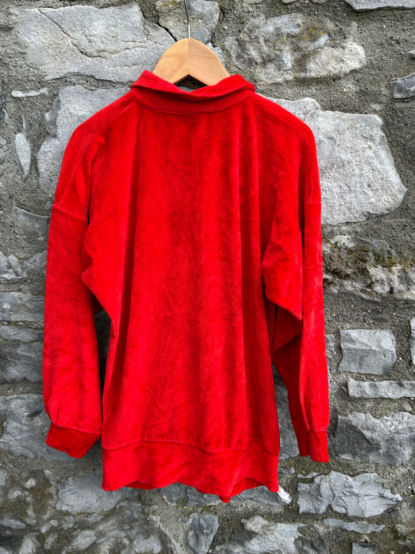 80s red&black velour top  10-11y (140-146cm)